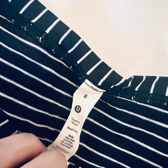 Lululemon Black and White Striped Cates Tee - Picture 3 of 3